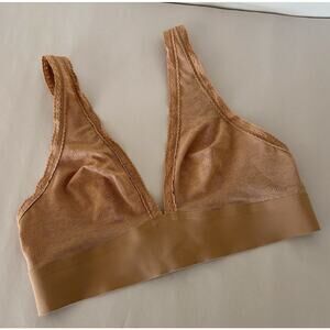 Nude SMOOTHEZ by Aerie Lace Plunge Wirefree Bralette S